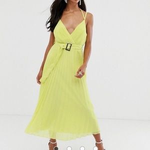 pleated midi dress